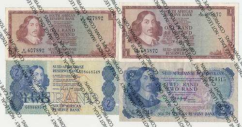 Lot of 8 old S.A. different banknotes - as per scan
