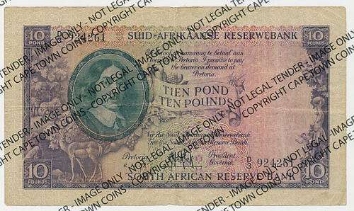 M.H. de Kock S.A. 10 Pound banknote VF - as per scan
