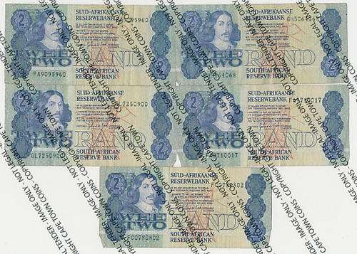 Lot of 5 old S.A. R2 banknotes - as per scan