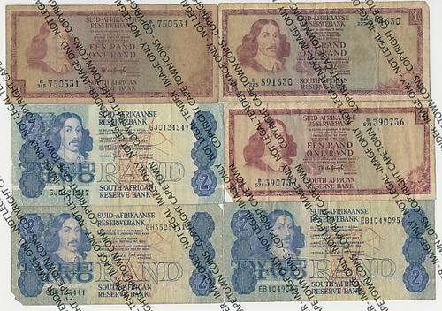 Lot of 14 old S.A. banknotes - as per scan
