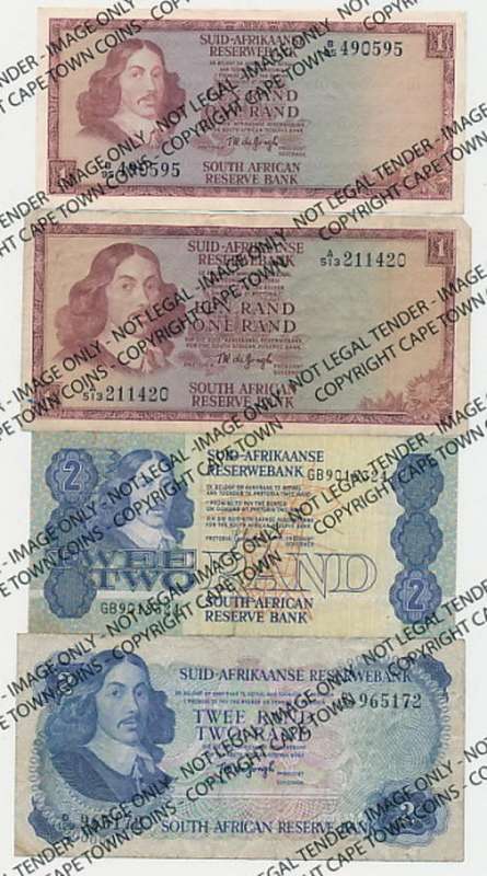 Lot of 8 old S.A. banknotes - as per scan