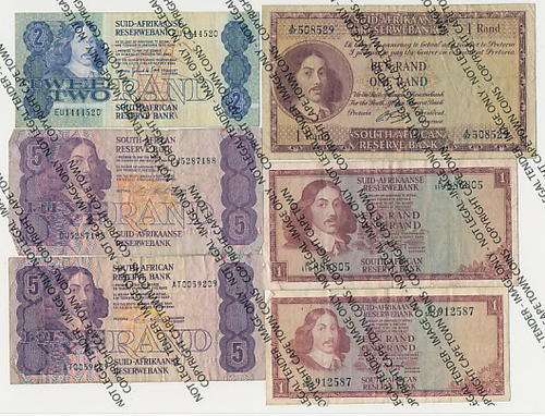 Lot of 11 old S.A. banknotes - as per scan