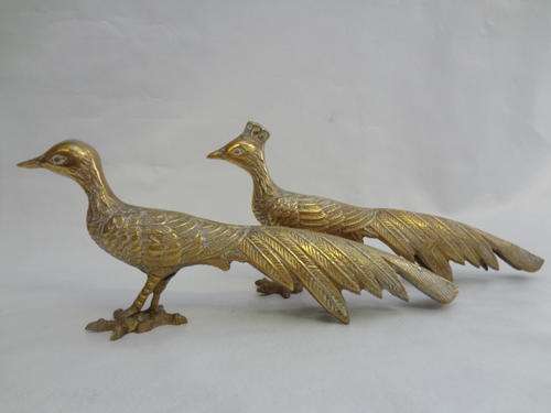 Pair of brass pheasants - 19cm - as per photo