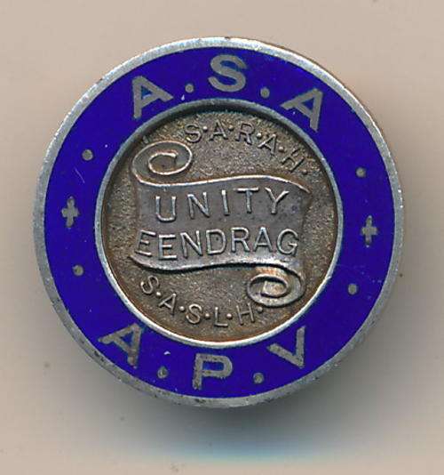 ASA - APV Unity Silver button hole badge - as per photo