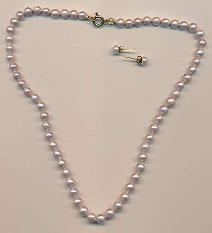 Fresh water Pearl necklace & earrings - as per photo