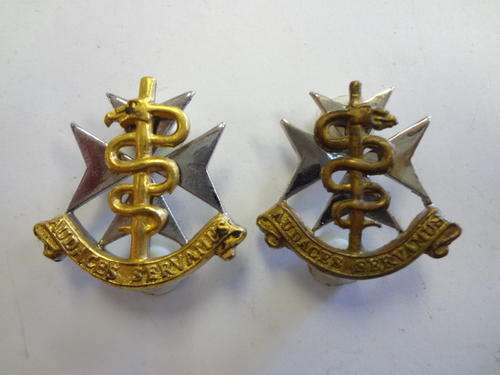 Pair of Medical corps pin badges - as per photo