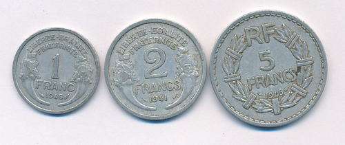 Lot of 3 aluminium Francs - as per scan