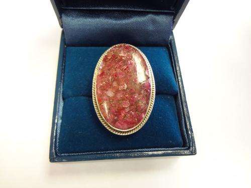 925 Silver ring with pink stone - size Q/57 - as per photo