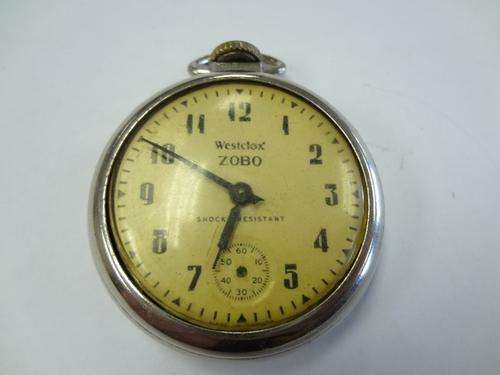 Westclox Zobo pocket watch - working but glass is loose - as per photo