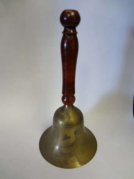 Brass bell with wooden handle - as per photo
