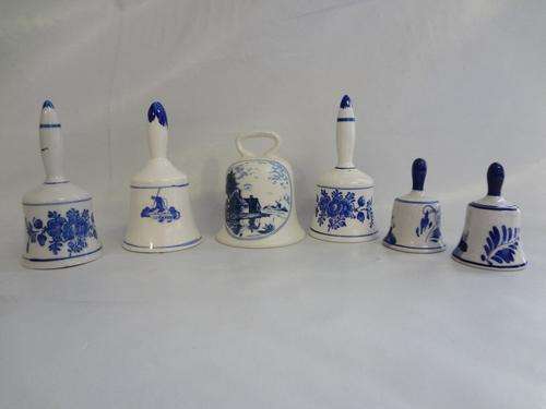 Lot of 6 Delft & Delft like porcelain bells - as per photo