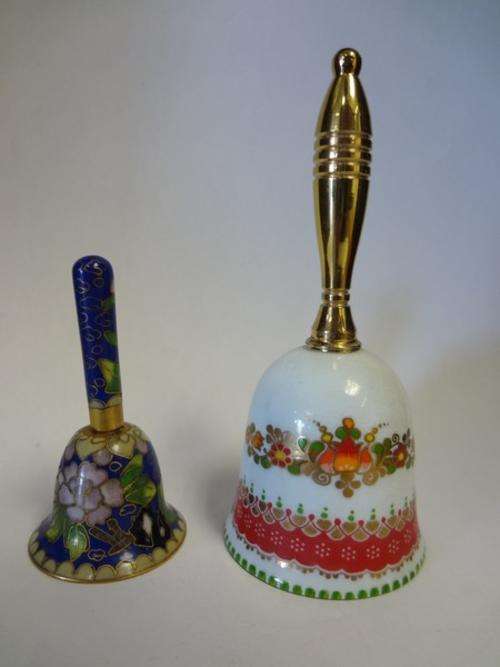 Pair of small Brass & enameled bells - as per photo