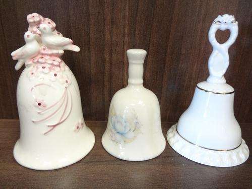 Set of 3 Porcelain bells - as per photo