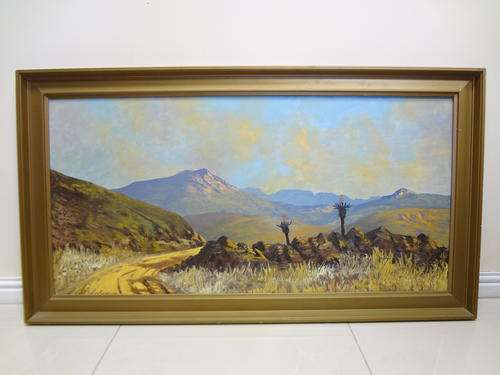 Framed landscape original oil painting by Don Benzien 55 x 97