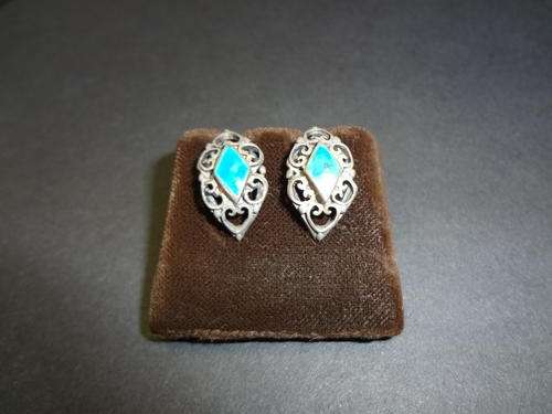 925 Silver earrings with blue inserts as per photo