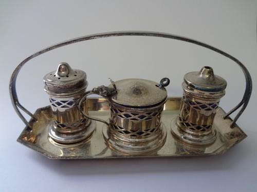 Vintage silver plated condiment set as per photo