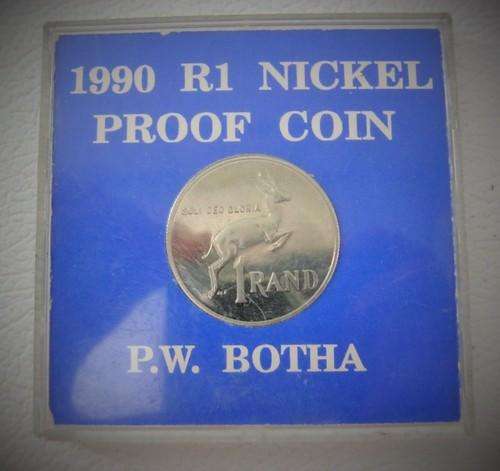 1990 South Africa Nickel R1 proof coin - as per photo