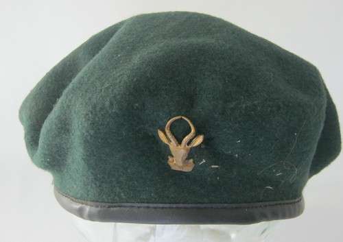 1970 SA Army green beret with SA Infantry badge - as per photo