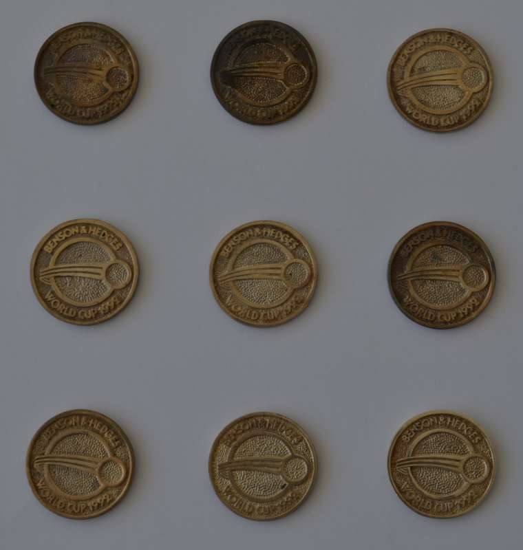 Benson & Hedges Cricket World Cup 1992 Silver Medallions weight 156g as per photo