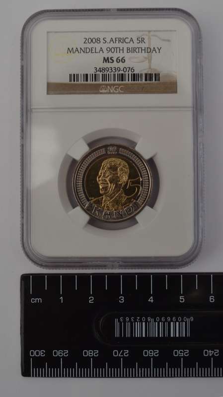 2008 South Africa R5 Mandela 90th Birthday NGC MS 66 as per photo
