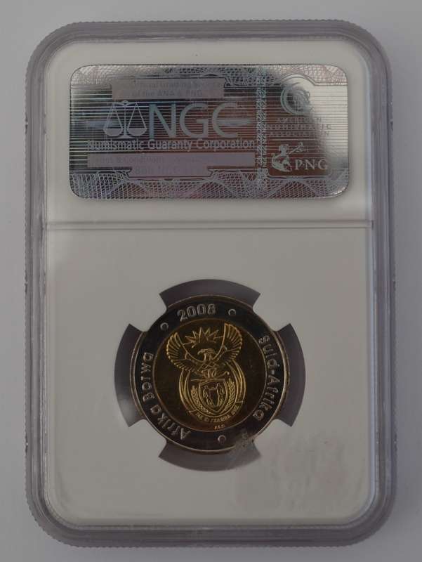 2008 South Africa R5 Mandela 90th Birthday NGC MS 66 as per photo