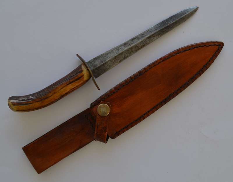 Vintage Handamde Double Edged Hunting Knife with Sheath length 27cm as per photo