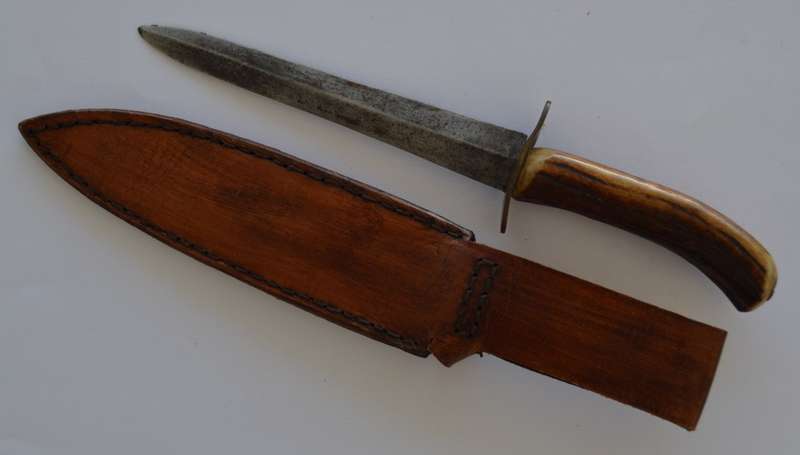 Vintage Handamde Double Edged Hunting Knife with Sheath length 27cm as per photo
