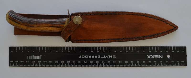 Vintage Handamde Double Edged Hunting Knife with Sheath length 27cm as per photo
