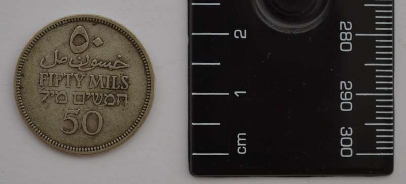 1935  50 mils Palestinian 70% Silver Coin, weight 5.6g diameter 23mm