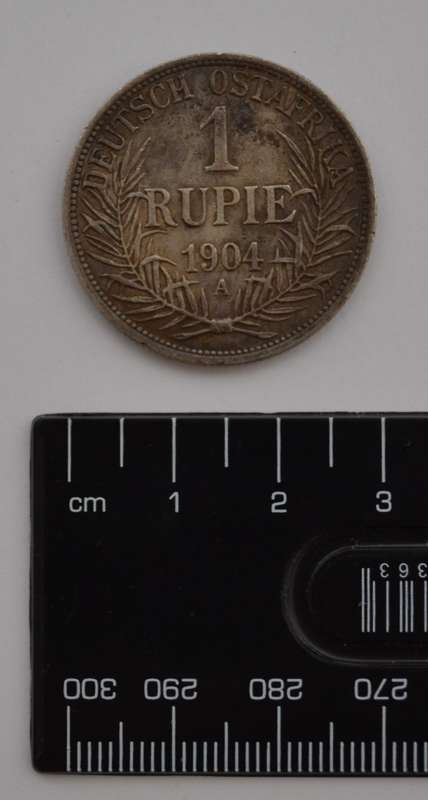 1904 German East Africa 1 Rupie 90% Silver Coin, weight 11.6g diameter 30mm