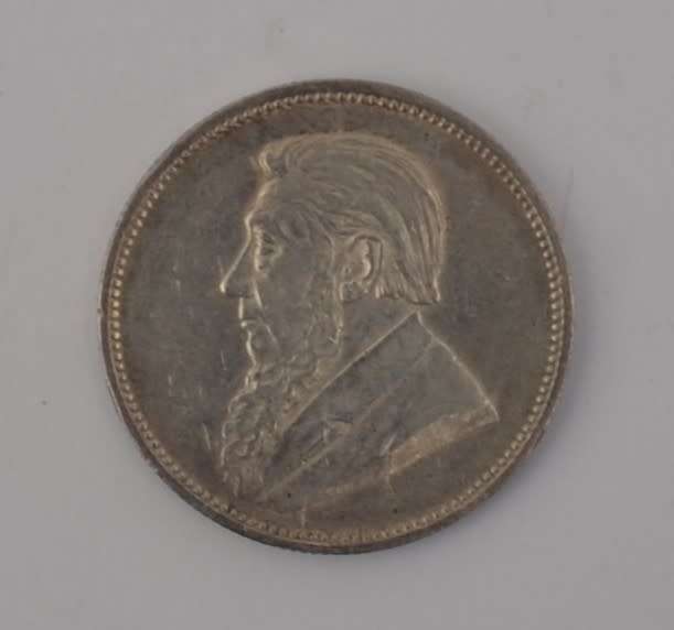 1897 ZAR 2 Shillings - President Paul Kruger, Sterling Silver weight 11.3g diam 28mm as per photo