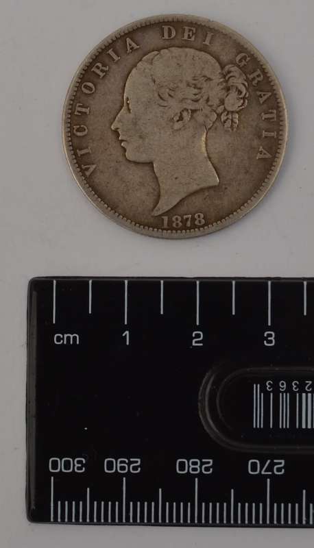 1878 Young Victoria uncrowned, 1st portrait Half Crown Silver Coin weight 13.5g diameter 32mm asp