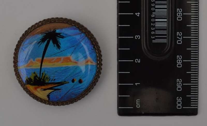 Vintage Sterling Silver Butterfly Wing Pendant/Brooch Depicting Table Mountain as per photo