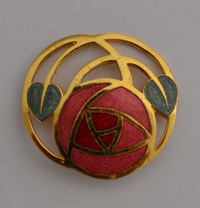 Vintage Rennie Macintosh Enameled Glasgow Rose Brooch as per photo