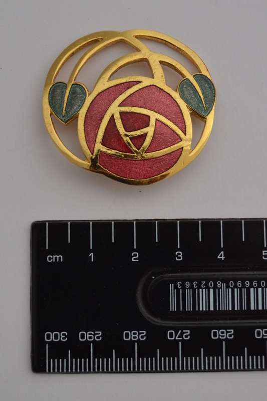 Vintage Rennie Macintosh Enameled Glasgow Rose Brooch as per photo
