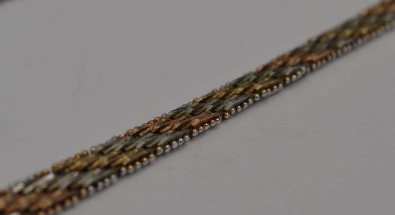 Sterling Silver Tri Color Necklace 43cm weight 25g as per photo