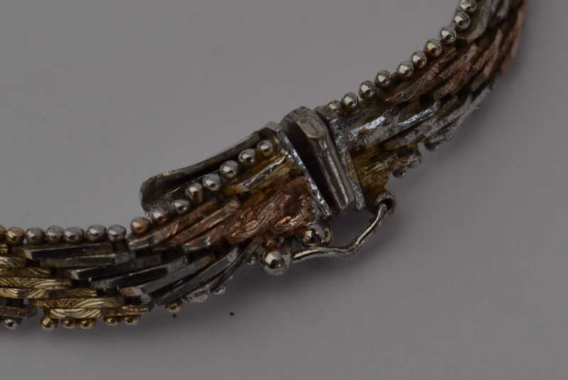 Sterling Silver Tri Color Necklace 43cm weight 25g as per photo