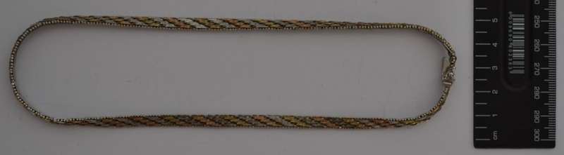 Sterling Silver Tri Color Necklace 43cm weight 25g as per photo
