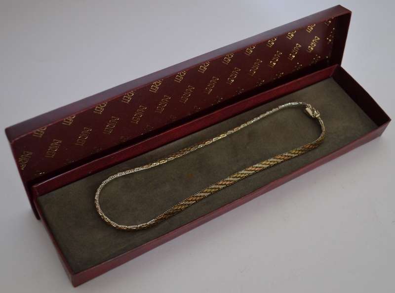 Sterling Silver Tri Color Necklace 43cm weight 25g as per photo