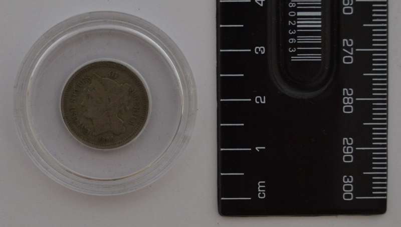 1866 USA 3 cent Nickel coin in box as per photo