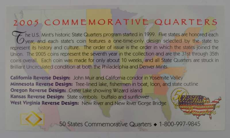 2005 USA 50 States Commemorative Quarters Philadelphia Mint as per photo
