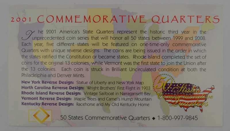 2001 USA 50 States Commemorative Quarters Denver Mint as per photo