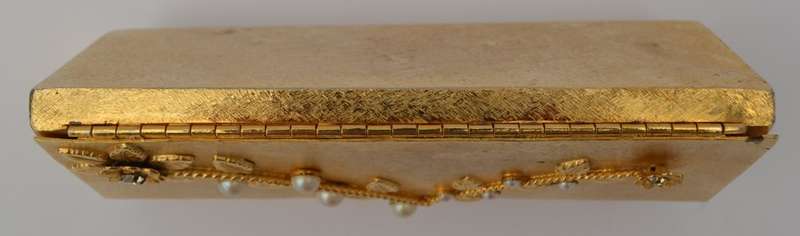 Vintage Metal Clutch Purse with Pearl Embellishments