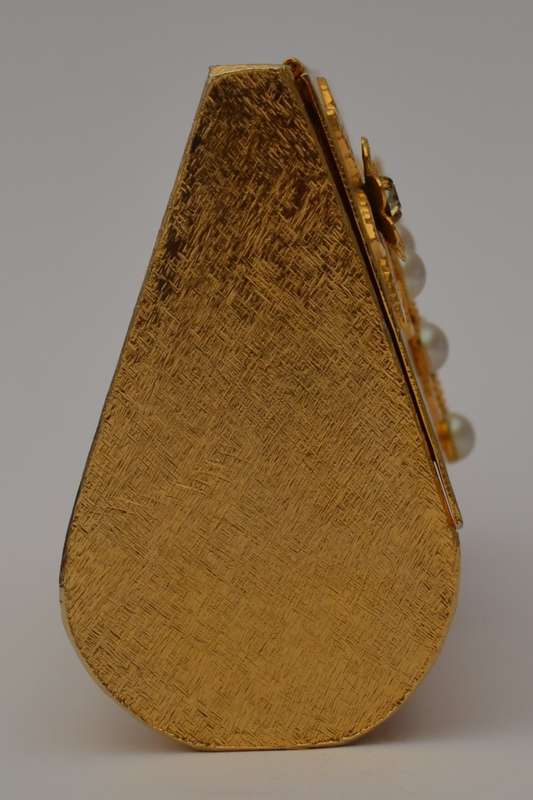 Vintage Metal Clutch Purse with Pearl Embellishments