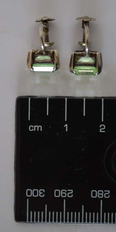 Vintage Emerald Cut Lemon Quartz Screw Back Sterling Silver Earrings