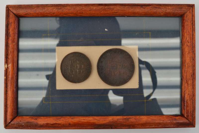 Framed South African Penny & Half Penny 1952 & 1953 as per photo