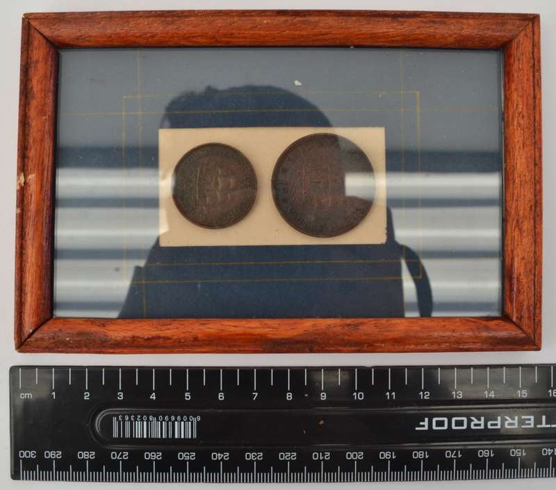 Framed South African Penny & Half Penny 1952 & 1953 as per photo