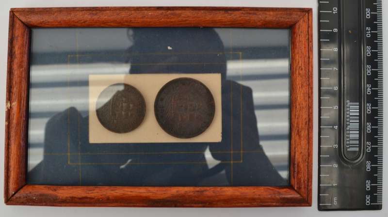 Framed South African Penny & Half Penny 1952 & 1953 as per photo