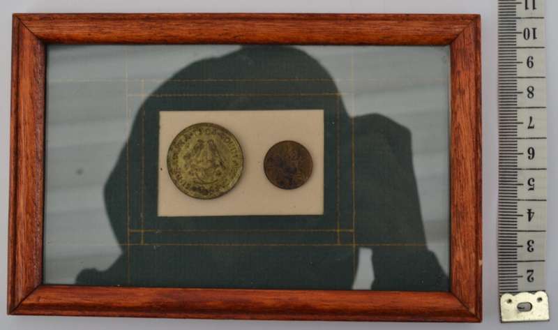 Framed South African 1/2 Cents as per photo