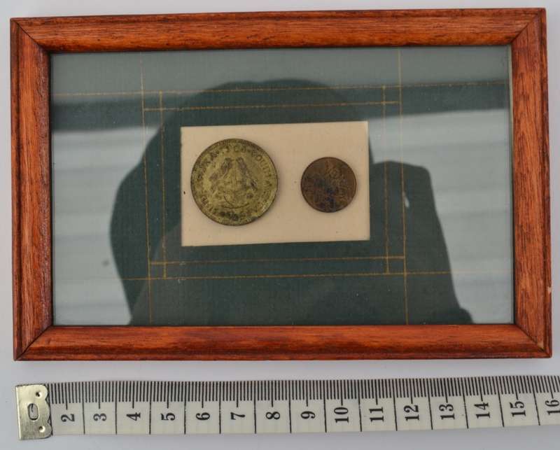 Framed South African 1/2 Cents as per photo